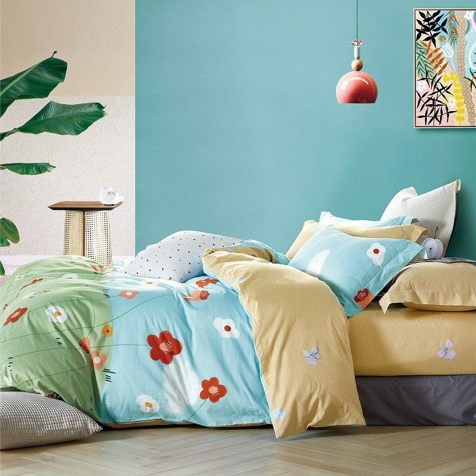 Stellt Baumwollbettwäsche 100% Blumen-Daunendecke-Abdeckung einstellt Bettwäsche-Bettwäsche-Satz-Steppdecken-Deckbett ein