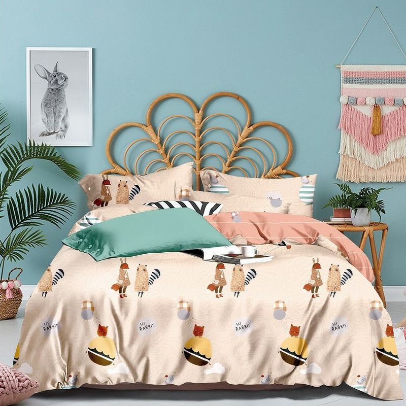 Bunte Bettwäsche 200TC 4pcs 3pcs stellte 1 Daunendecke-Abdeckung 1 passte Kissenbezug des Blatt-1 flachen des Blatt-2 ein